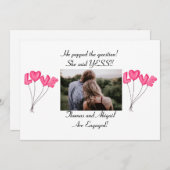 Photo Pink Heart Balloons Engagement Announcement (Front/Back)