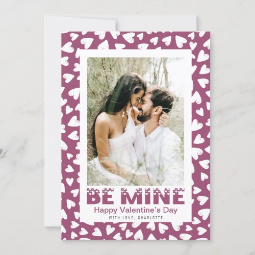 Photo Pink Hearts Be Mine Valentines Day Holiday Card