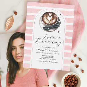 Photo Pink Love Is Brewing Bridal Shower Invitation