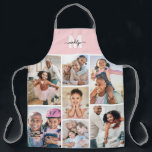 Photo Pink Monogram Apron<br><div class="desc">This personalized apron features a simple 7-photo collage with a blush pink panel at the top, showcasing a white initial and black script name monogram for a soft, stylish look. The collage wraps the apron with your favorite images—whether family memories, vacation snapshots, pets, or everyday moments. Perfect for Mother’s Day,...</div>