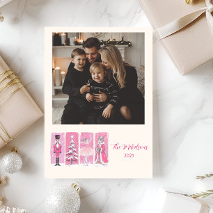 Photo Pink Nutcracker Ballet Christmas Holiday Card