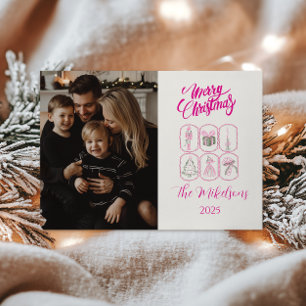 Photo Pink Nutcracker Coquette Christmas Holiday Card