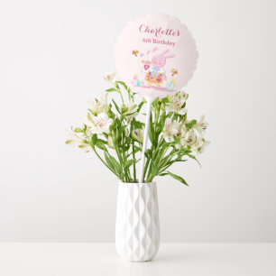 Photo pink rabbit in the garden kids birthday balloon