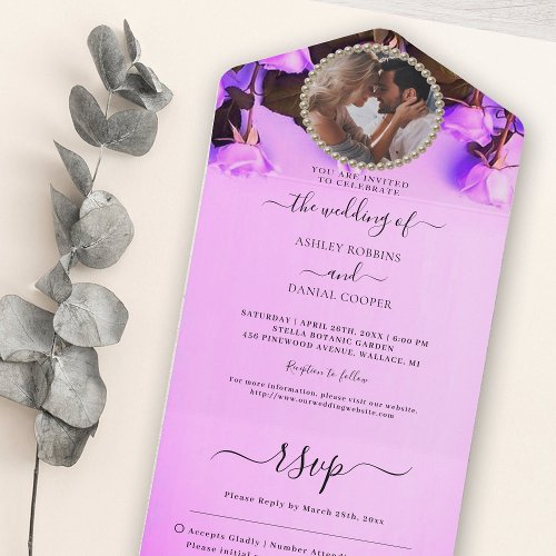 Photo Pink Wedding All In One Invitation