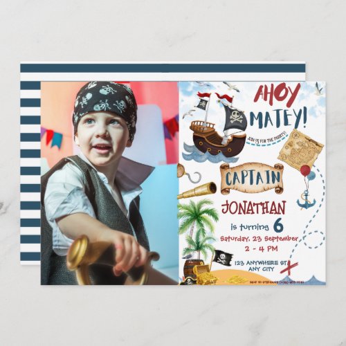 Photo Pirate Birthday Party  Invitation