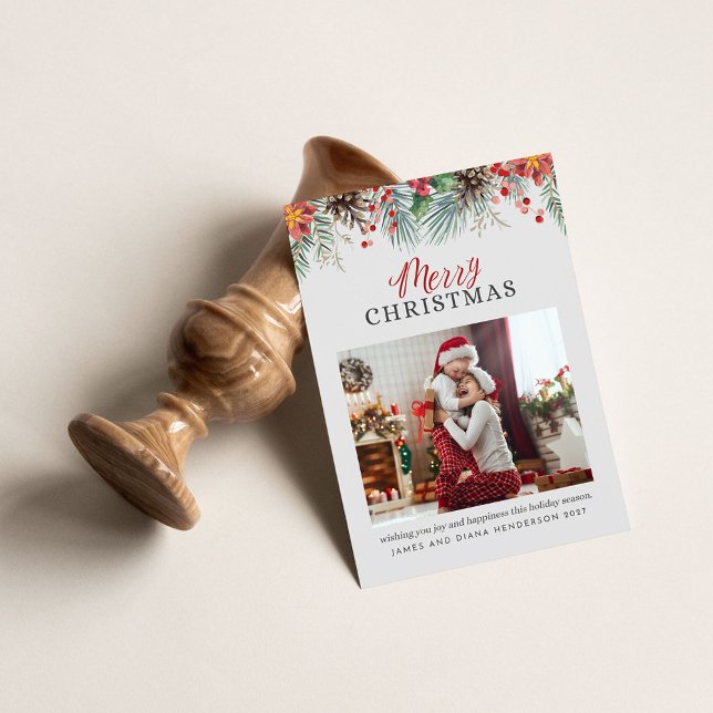 Photo Plaid Christmas Gingham Holiday Card (Creator Uploaded)