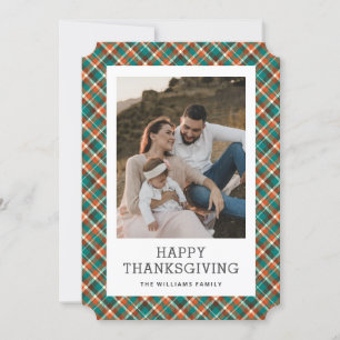 Photo Plaid Happy Thanksgiving Card