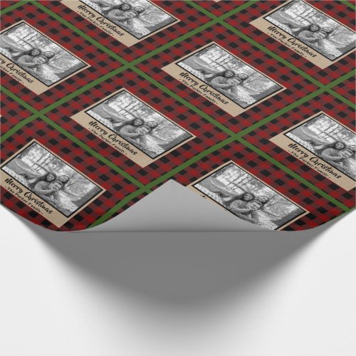 Photo Plaid rustic Christmas Wrapping Paper