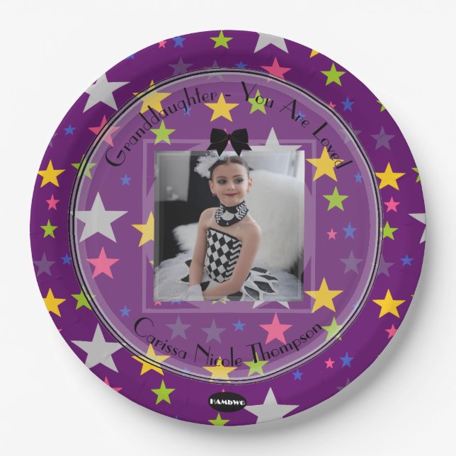 Photo Plate  Soft Look Stars Birthday Plate HAMbWG (Front)