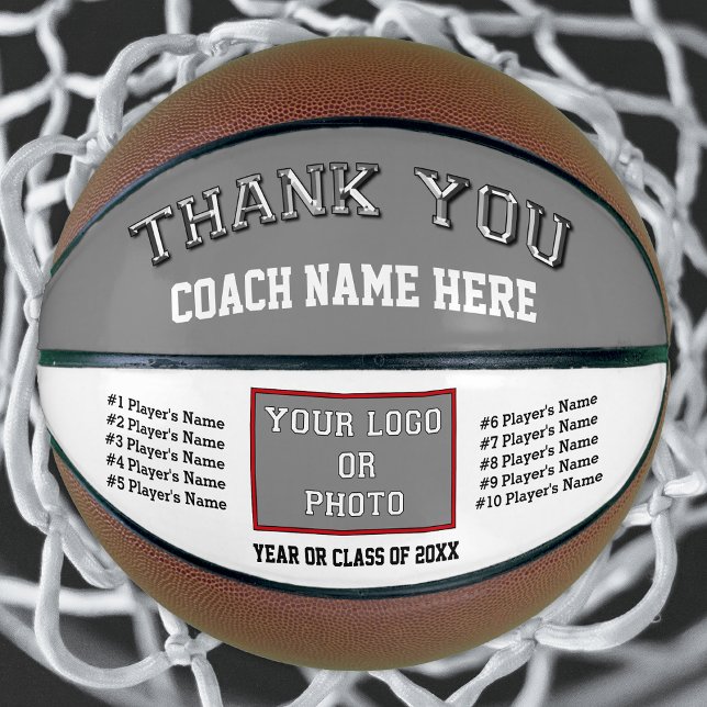 Photo, Player's Names Basketball Coach Gift Ideas (Basketball Coach Gifts. Photo Basketball with All Players Names and Numbers. Personalized Basketball)