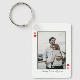 photo playing cards heart love ace simple keychain