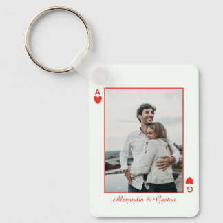 photo playing cards heart love ace simple keychain