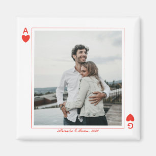Photo playing cards heart love ace simple magnet
