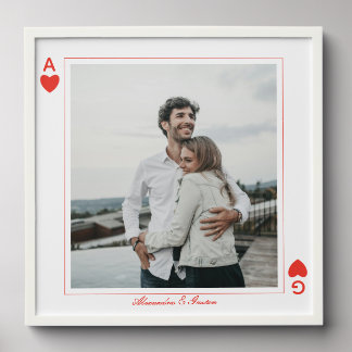 Photo playing cards heart love ace simple peel and stick photo tile