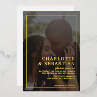 Photo Please Join us Wedding Personalized Foil Invitation