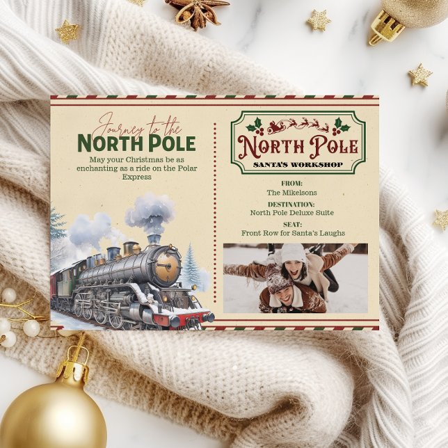 Photo Polar Express Christmas Ticket  Holiday Card (Creator Uploaded)