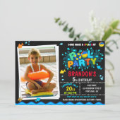 Photo Pool birthday invitation Boy pool party kids (Standing Front)