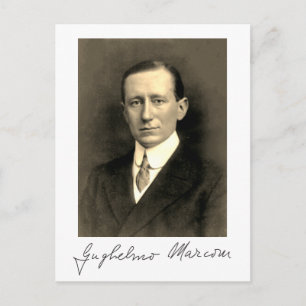 Photo Portrait and Signature of Guglielmo Marconi Postcard