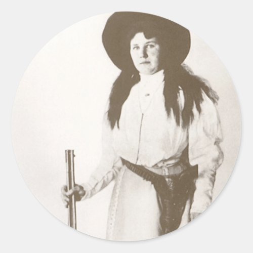 Photo Portrait of a Cowgirl Holding a Rifle 1910 Classic Round Sticker
