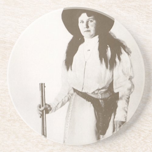 Photo Portrait of a Cowgirl Holding a Rifle 1910 Coaster
