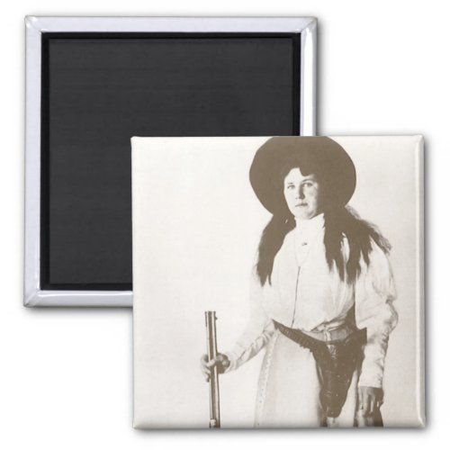 Photo Portrait of a Cowgirl Holding a Rifle 1910 Magnet