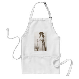 Photo Portrait of a Cowgirl Holding a Rifle, c1910 Adult Apron