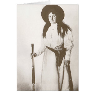 Photo Portrait of a Cowgirl Holding a Rifle, c1910 Cards