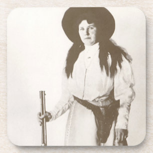 Photo Portrait of a Cowgirl Holding a Rifle, c1910 Drink Coaster