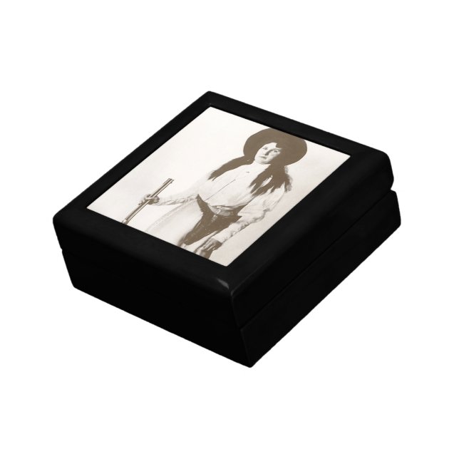 Photo Portrait of a Cowgirl Holding a Rifle, c1910 Jewelry Box (Side)