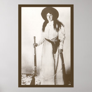Photo Portrait of a Cowgirl Holding a Rifle, c1910 Poster