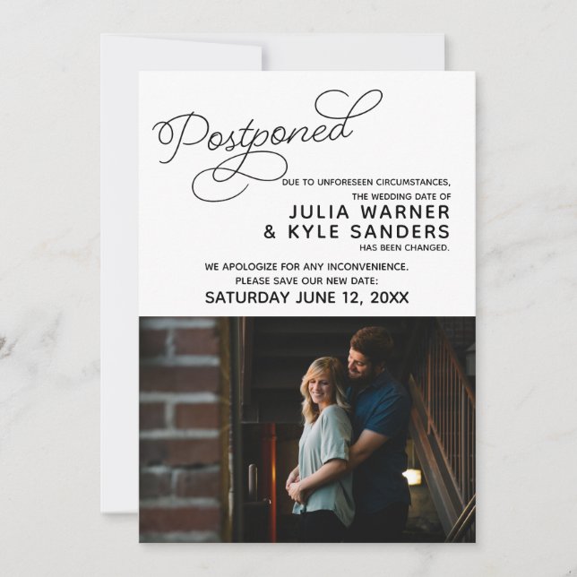 Photo Postponed Wedding Announcement (Front)