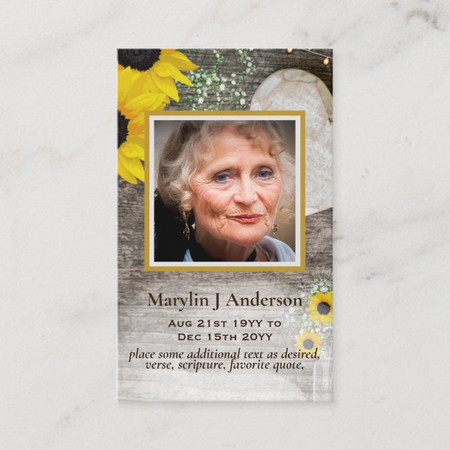 Photo Prayer Cards Memorial Celebration of Life (Front)