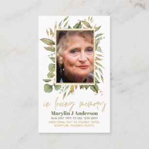 Photo Prayer Cards Memorial Celebration of Life