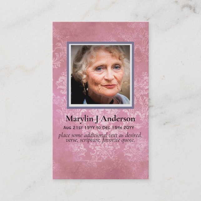 Photo Prayer Cards Memorial Celebration of Life (Front)