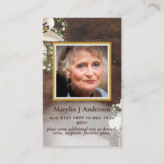 Photo Prayer Cards Memorial Celebration of Life (Front)
