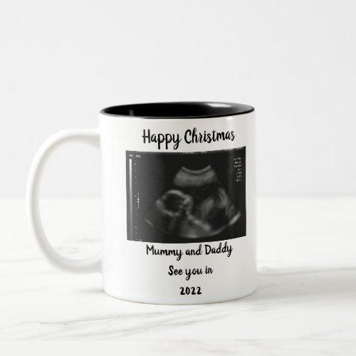 photo Pregnancy Announcement expecting parent 2022 Two_Tone Coffee Mug