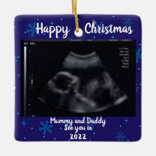 photo Pregnancy Announcement expecting parent 2023 Ceramic Ornament