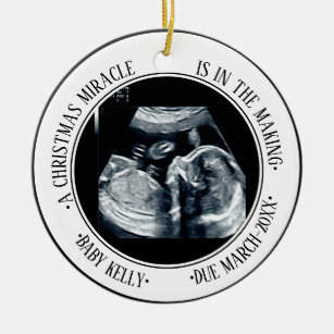 photo Pregnancy Announcement for expecting parents Ceramic Ornament