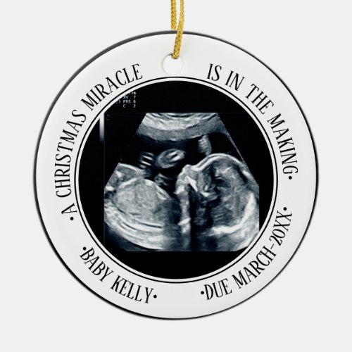 photo Pregnancy Announcement for expecting parents Ceramic Ornament