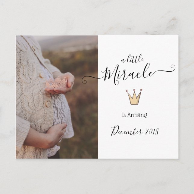 Photo Pregnancy Announcement | Little Miracle Postcard (Front)