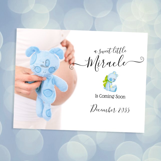 Photo Pregnancy Announcement | Sweet Miracle Postcard (Creator Uploaded)