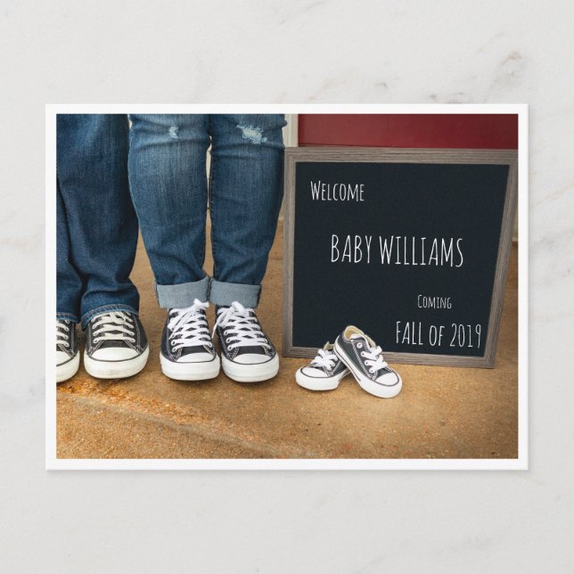Photo Pregnancy Announcement with Chalkboard Sign (Front)