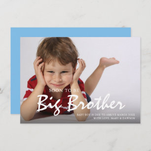 Photo Pregnancy Big Brother Blue Announcement Card