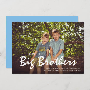 Photo Pregnancy Big Brother Blue Announcement Card