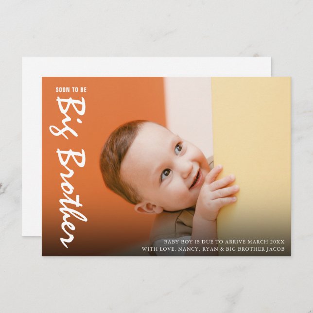 Photo Pregnancy Big Brother Modern Announcement (Front/Back)