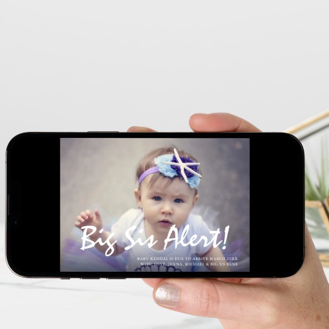 Photo Pregnancy Big Sister Announcement Card (Front Digital)