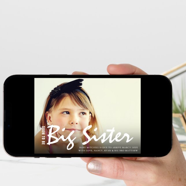 Photo Pregnancy Big Sister Modern Announcement (Front Digital)