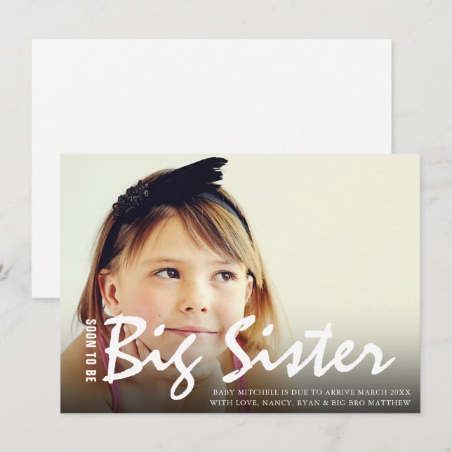 Photo Pregnancy Big Sister Modern Announcement (Front/Back)