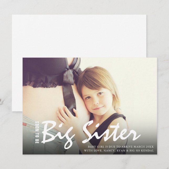 Photo Pregnancy Big Sister Modern Announcement (Front/Back)