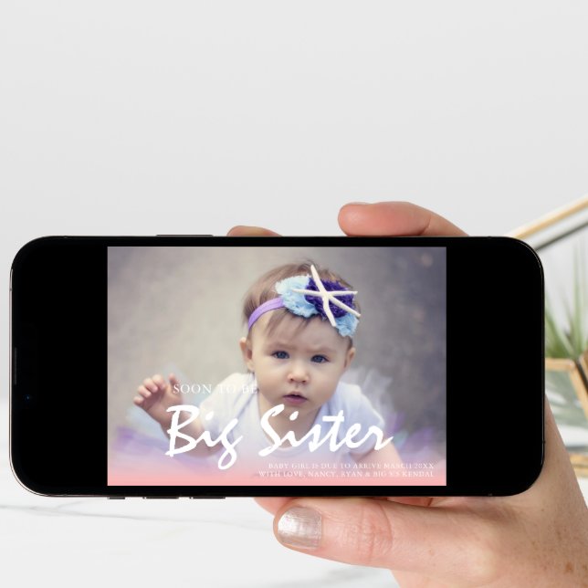 Photo Pregnancy Big Sister Pink Announcement (Front Digital)